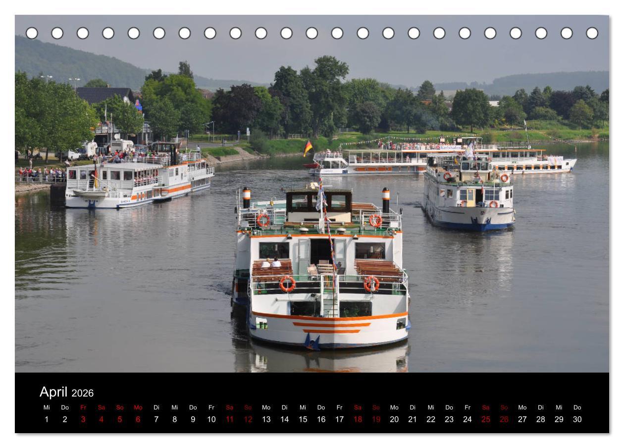 Beispielinhalt (Bild) Schiffe auf der Oberweser (Tischkalender 2026 DIN A5 quer), CALVENDO Monatskalender