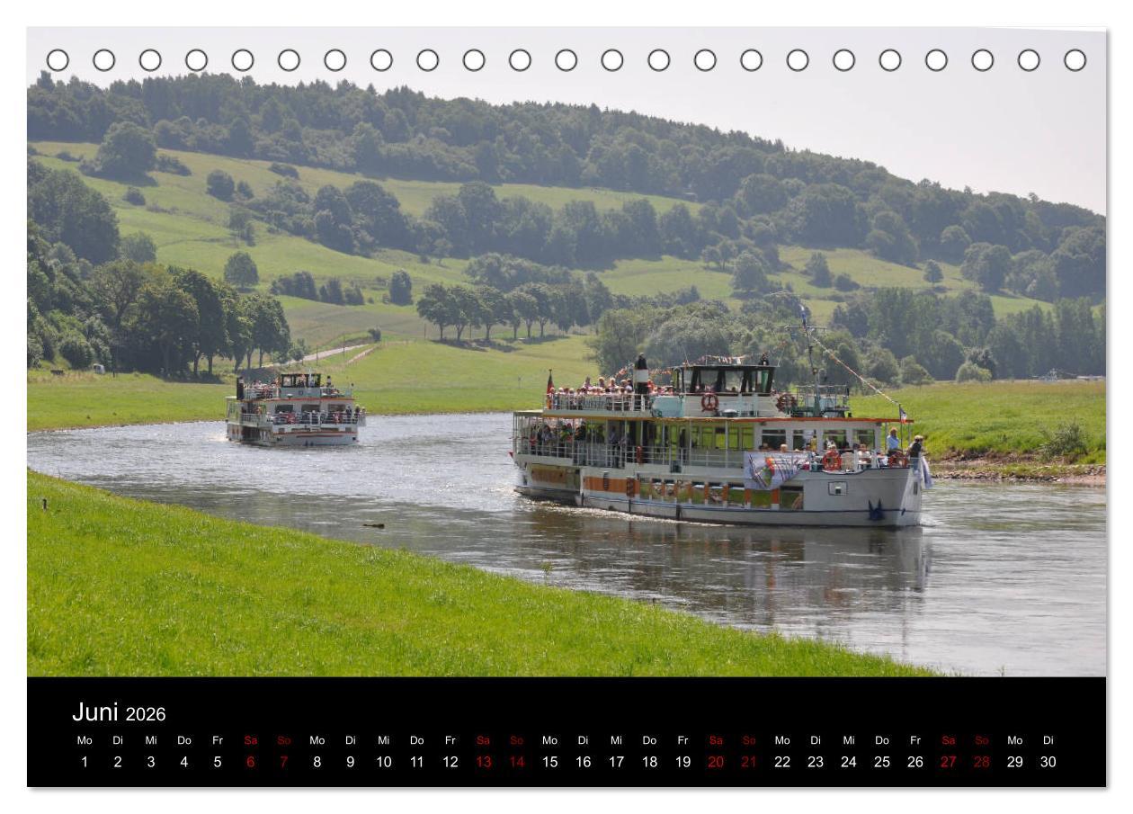 Beispielinhalt (Bild) Schiffe auf der Oberweser (Tischkalender 2026 DIN A5 quer), CALVENDO Monatskalender