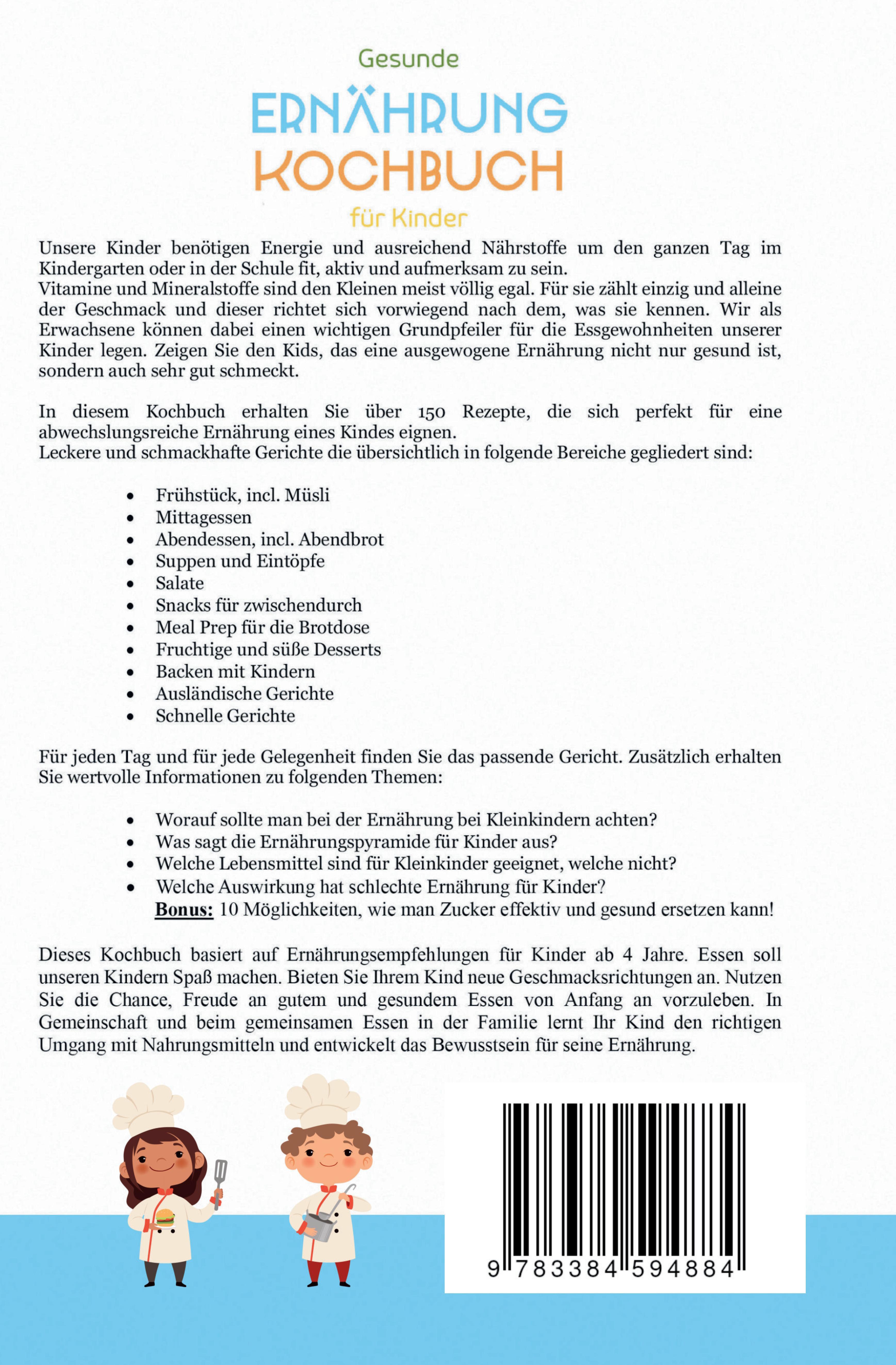 Rückseitencover Kochbuch für Kinder! Gesunde Rezepte, die Spaß machen und schmecken