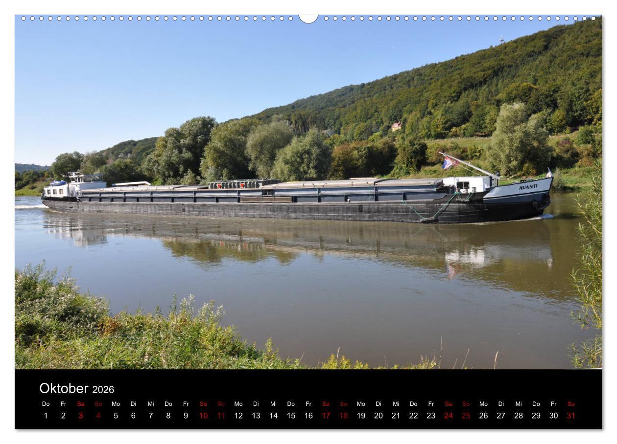 Beispielinhalt (Bild) Schiffe auf der Oberweser (hochwertiger Premium Wandkalender 2026 DIN A2 quer), Kunstdruck in Hochglanz
