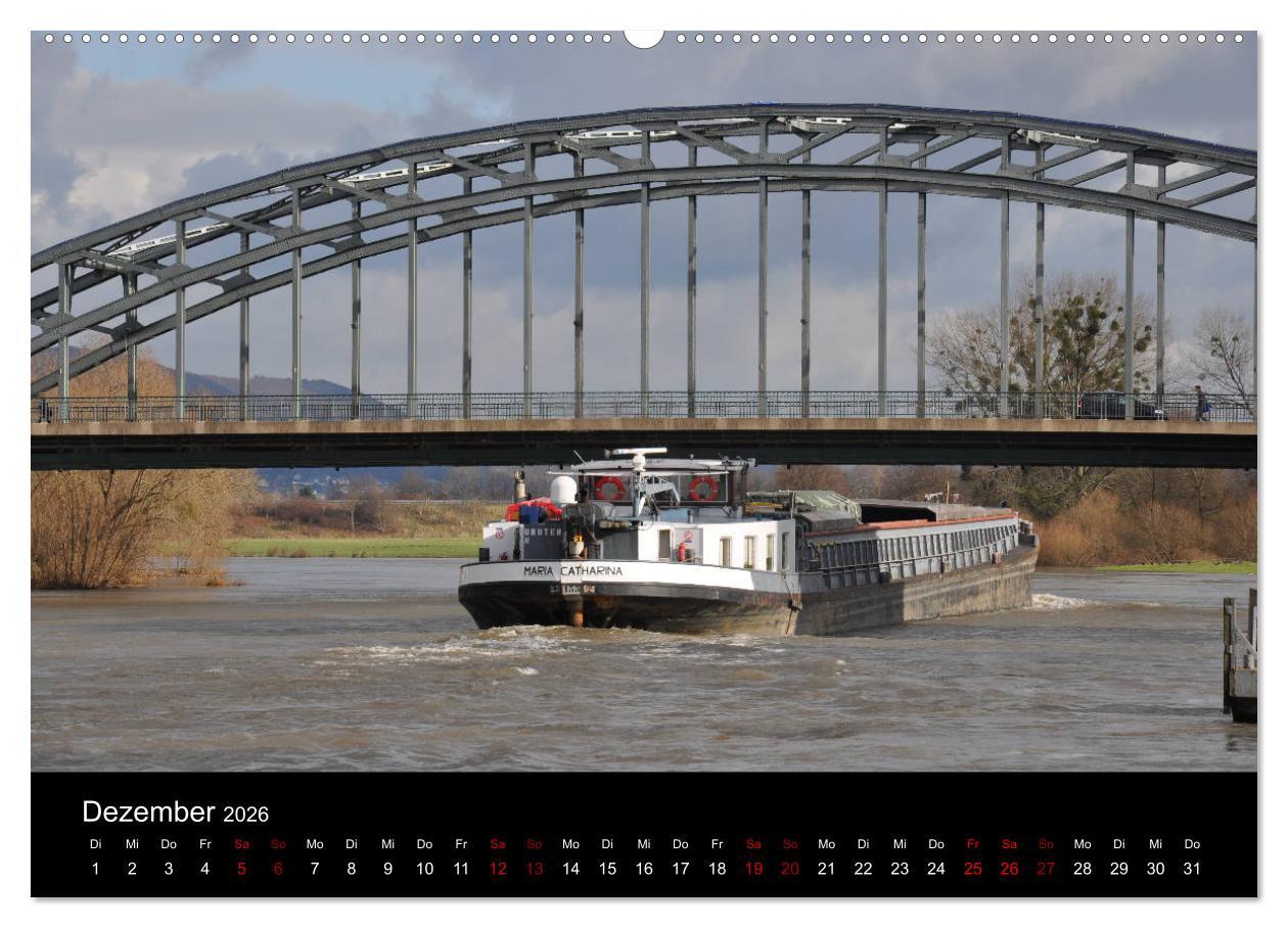 Beispielinhalt (Bild) Schiffe auf der Oberweser (hochwertiger Premium Wandkalender 2026 DIN A2 quer), Kunstdruck in Hochglanz