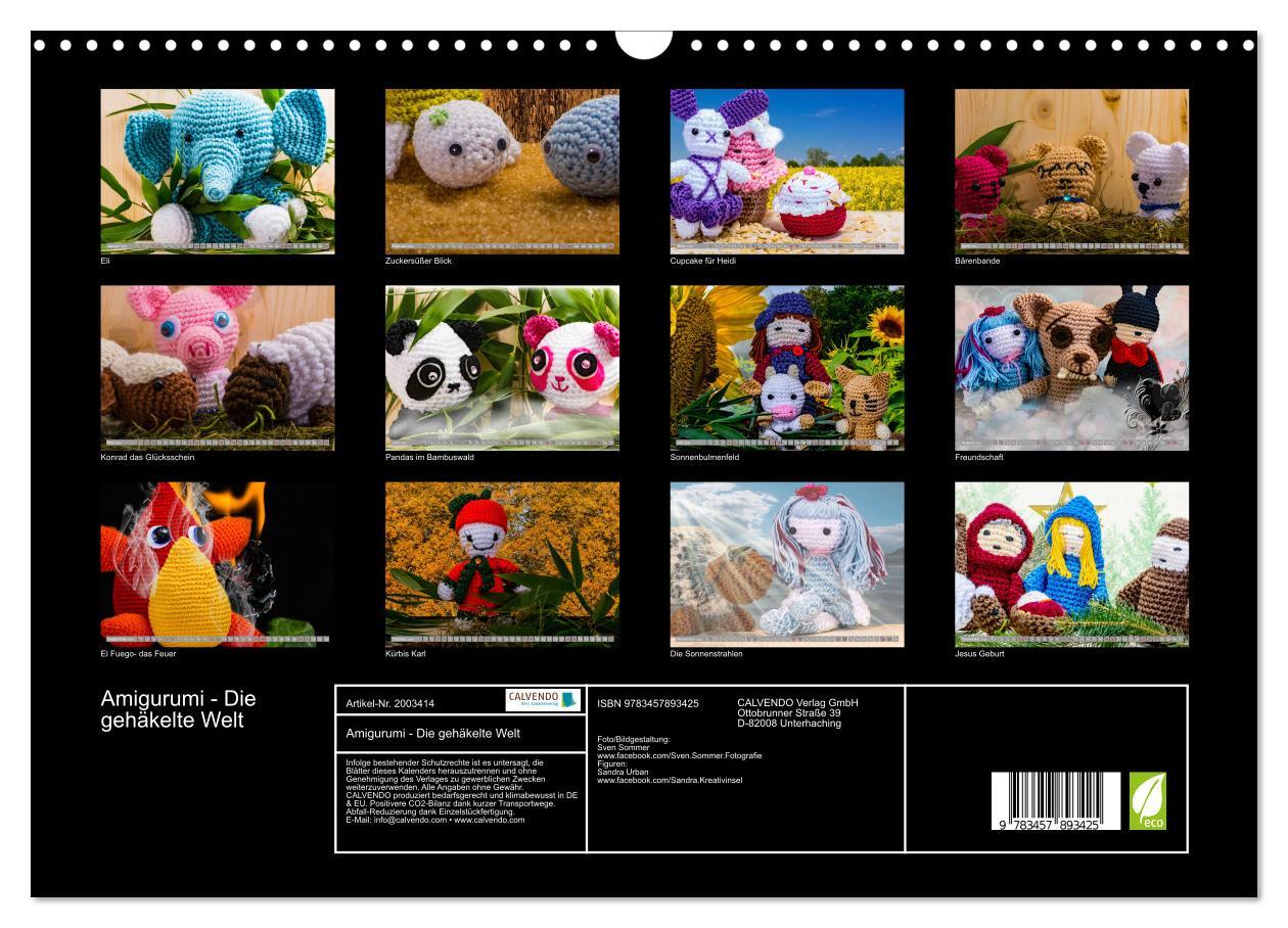 Beispielinhalt (Bild) Amigurumi - Die gehäkelte Welt (Wandkalender 2026 DIN A3 quer), CALVENDO Monatskalender