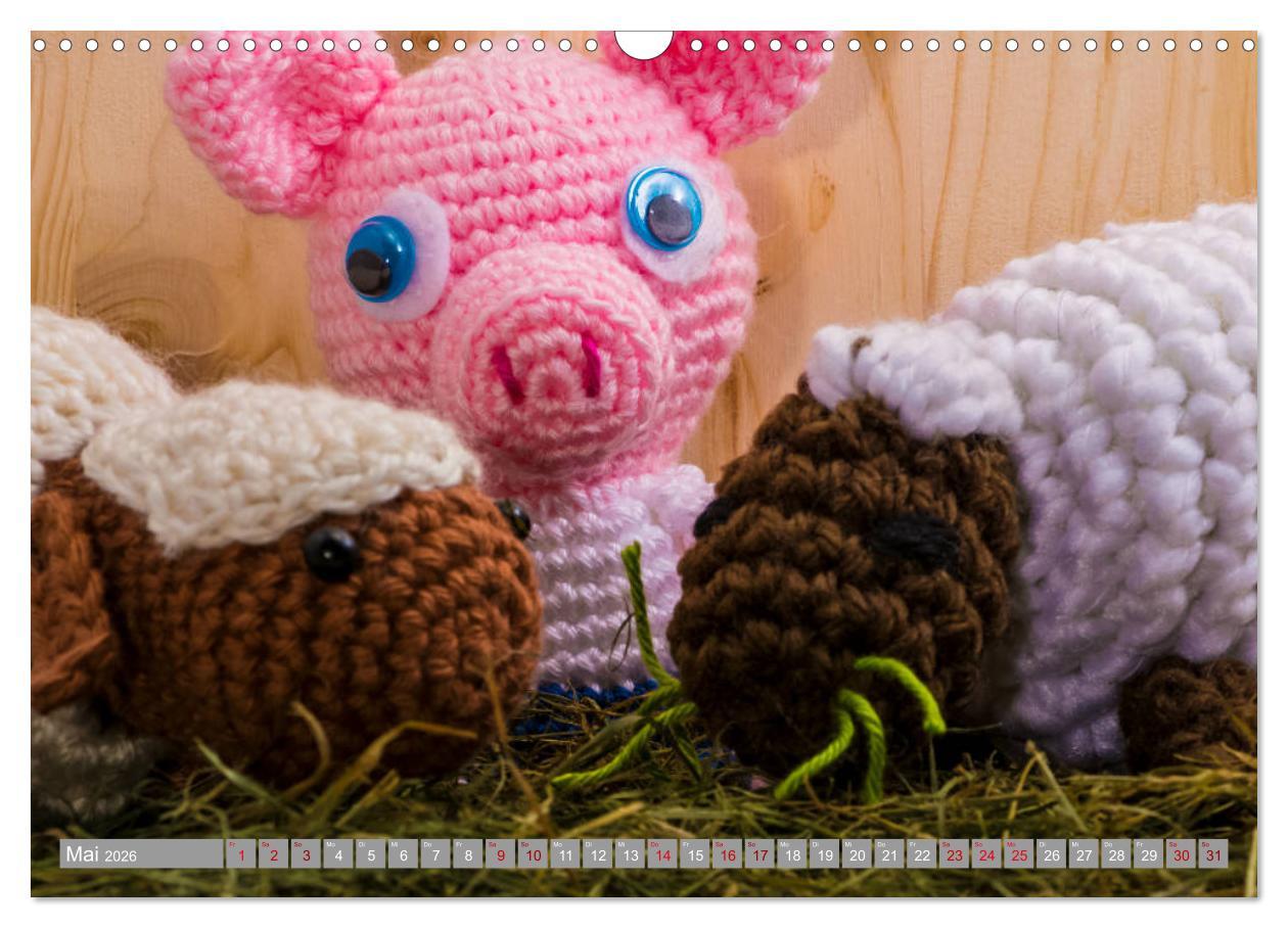 Beispielinhalt (Bild) Amigurumi - Die gehäkelte Welt (Wandkalender 2026 DIN A3 quer), CALVENDO Monatskalender