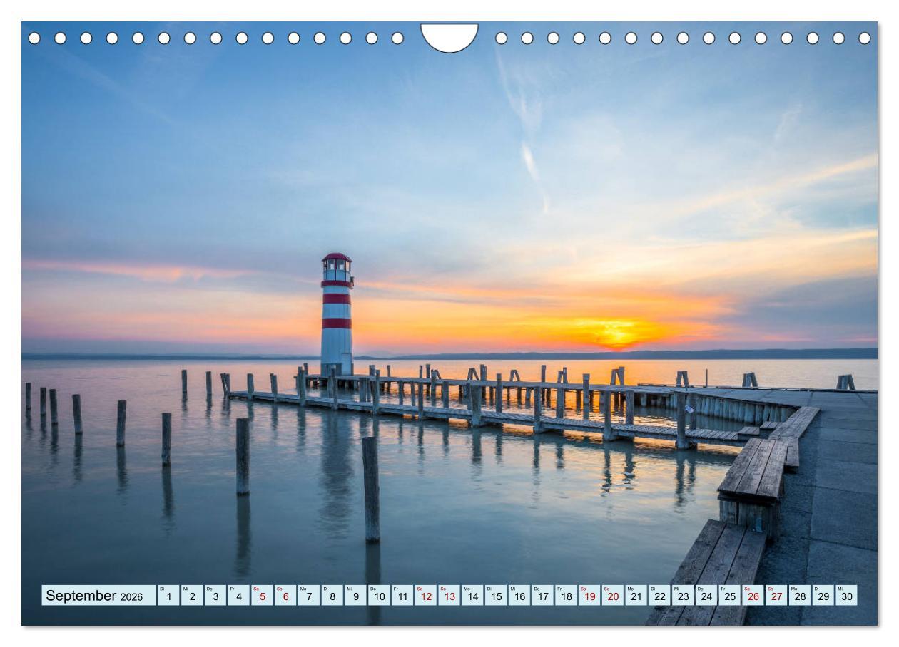 Beispielinhalt (Bild) Leuchttürme - Maritime Leuchtfeuer an den Küsten (Wandkalender 2026 DIN A4 quer), CALVENDO Monatskalender