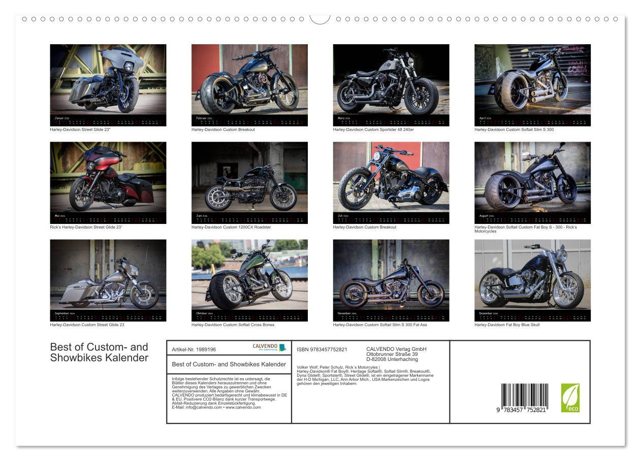Beispielinhalt (Bild) Best of Custom- and Showbikes Kalender (hochwertiger Premium Wandkalender 2026 DIN A2 quer), Kunstdruck in Hochglanz