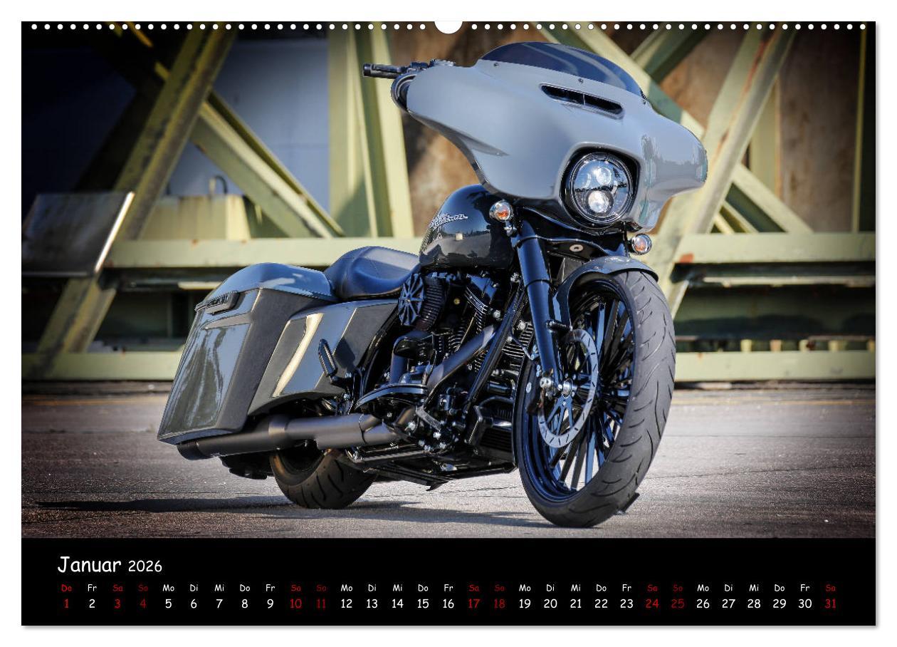 Beispielinhalt (Bild) Best of Custom- and Showbikes Kalender (hochwertiger Premium Wandkalender 2026 DIN A2 quer), Kunstdruck in Hochglanz