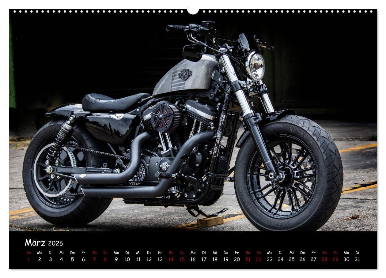 Beispielinhalt (Bild) Best of Custom- and Showbikes Kalender (hochwertiger Premium Wandkalender 2026 DIN A2 quer), Kunstdruck in Hochglanz