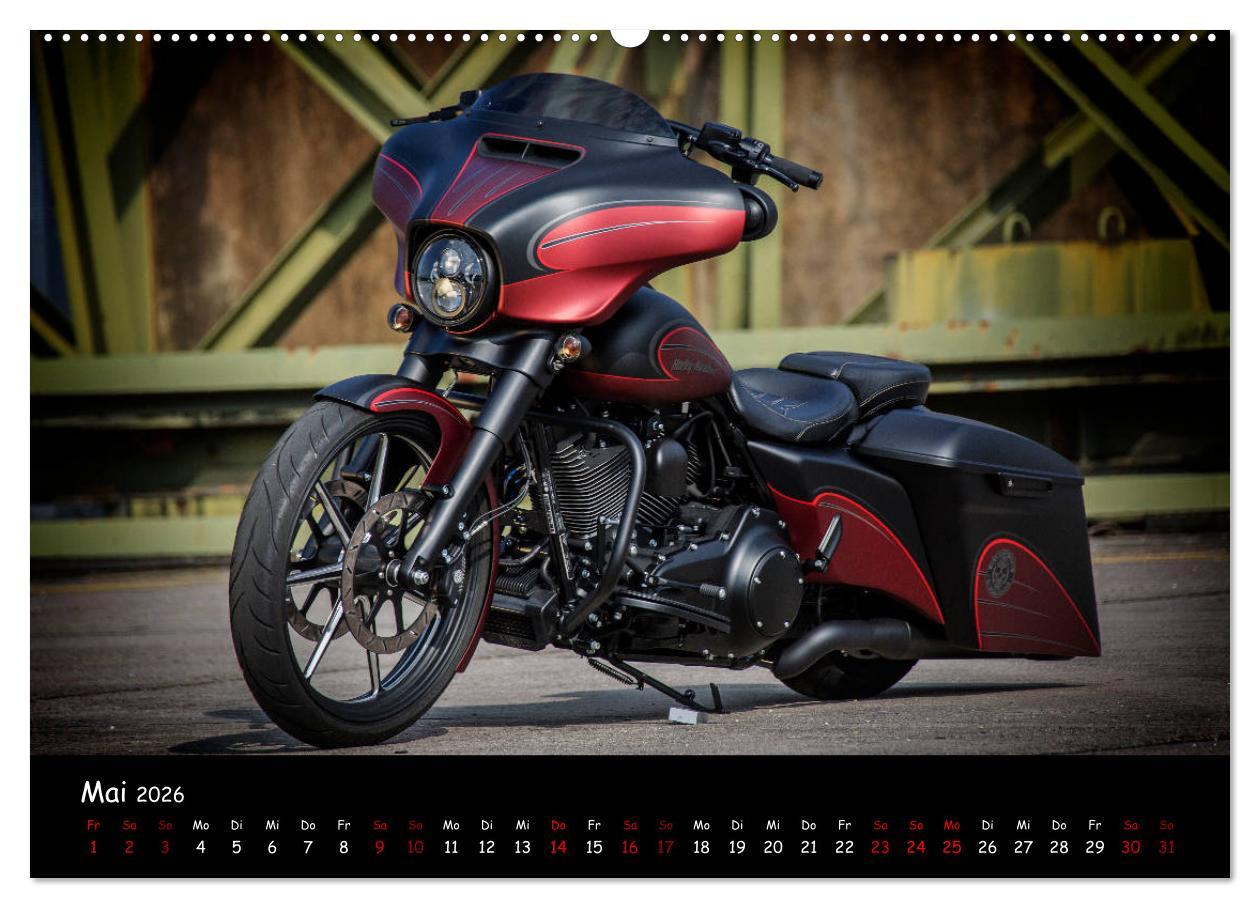 Beispielinhalt (Bild) Best of Custom- and Showbikes Kalender (hochwertiger Premium Wandkalender 2026 DIN A2 quer), Kunstdruck in Hochglanz