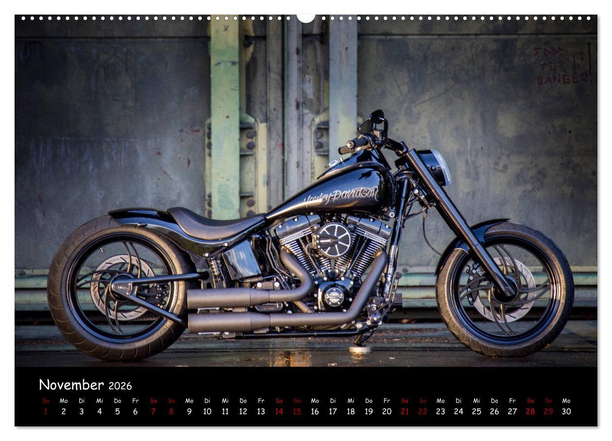 Beispielinhalt (Bild) Best of Custom- and Showbikes Kalender (hochwertiger Premium Wandkalender 2026 DIN A2 quer), Kunstdruck in Hochglanz