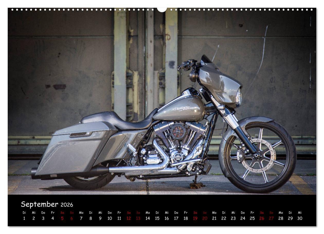 Beispielinhalt (Bild) Best of Custom- and Showbikes Kalender (hochwertiger Premium Wandkalender 2026 DIN A2 quer), Kunstdruck in Hochglanz