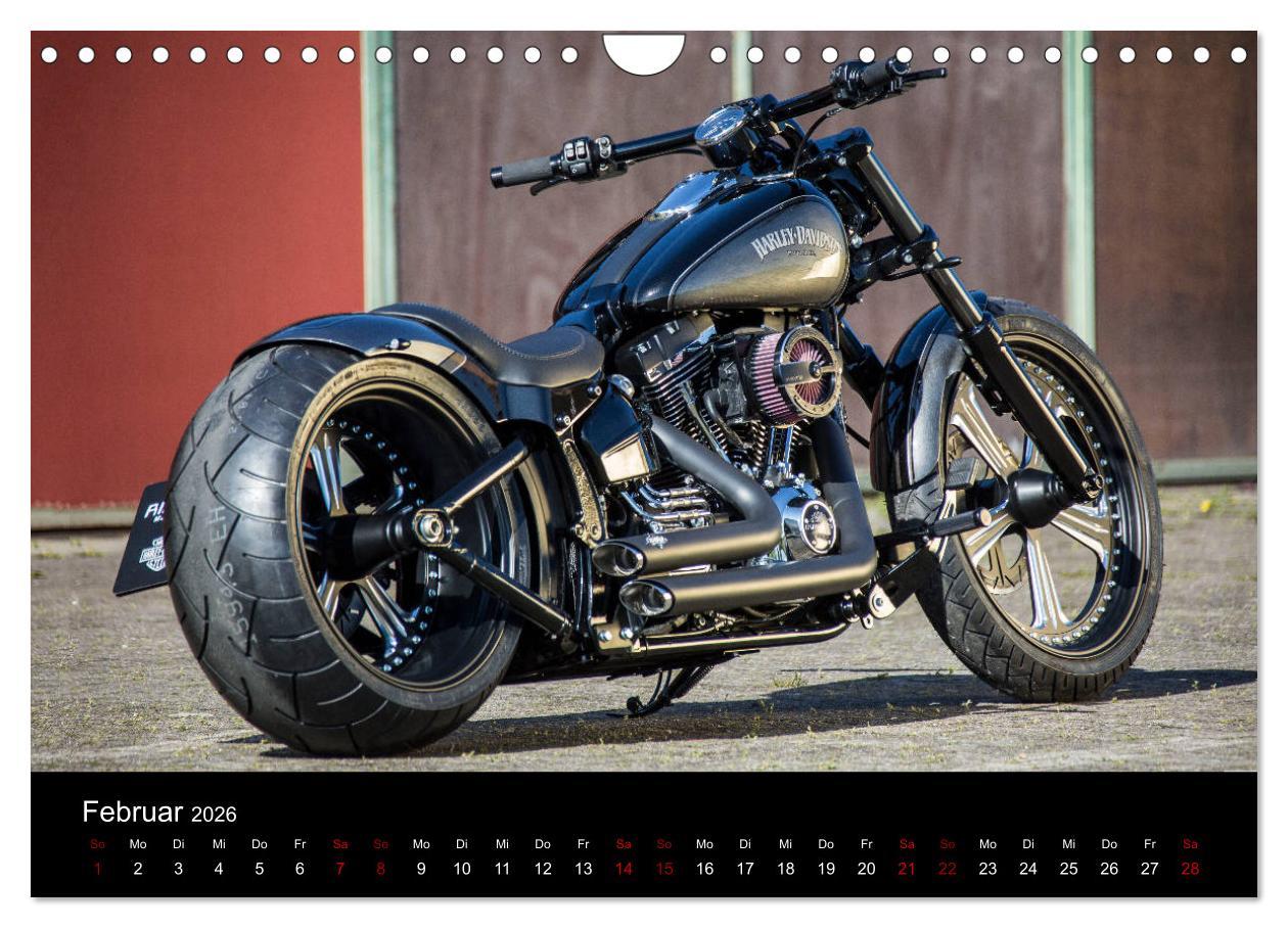 Beispielinhalt (Bild) Exklusive Best of Fat Ass Custombike Edition, feinste Harleys mit fettem Hintern (Wandkalender 2026 DIN A4 quer), CALVENDO Monatskalender