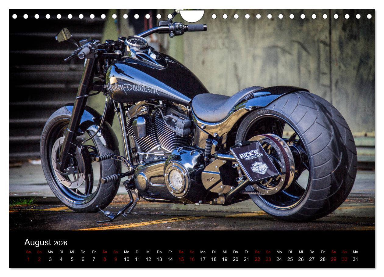 Beispielinhalt (Bild) Exklusive Best of Fat Ass Custombike Edition, feinste Harleys mit fettem Hintern (Wandkalender 2026 DIN A4 quer), CALVENDO Monatskalender