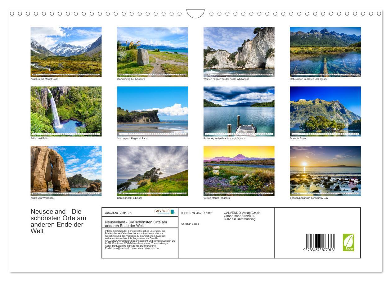 Beispielinhalt (Bild) Neuseeland - Die schönsten Orte am anderen Ende der Welt (Wandkalender 2026 DIN A3 quer), CALVENDO Monatskalender