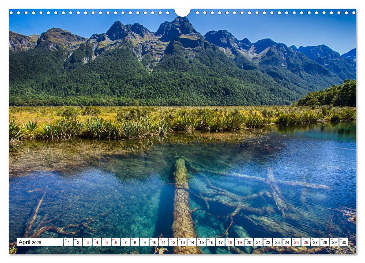 Beispielinhalt (Bild) Neuseeland - Die schönsten Orte am anderen Ende der Welt (Wandkalender 2026 DIN A3 quer), CALVENDO Monatskalender