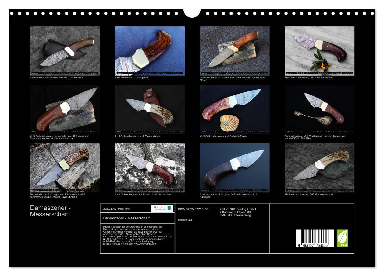 Beispielinhalt (Bild) Damaszener - Messerscharf (Wandkalender 2026 DIN A3 quer), CALVENDO Monatskalender