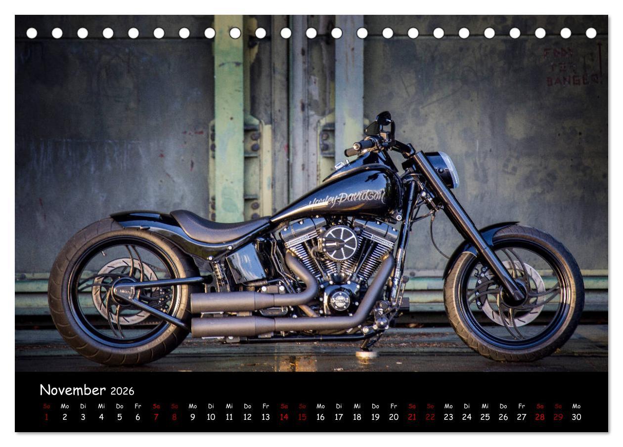 Beispielinhalt (Bild) Best of Custom- and Showbikes Kalender (Tischkalender 2026 DIN A5 quer), CALVENDO Monatskalender