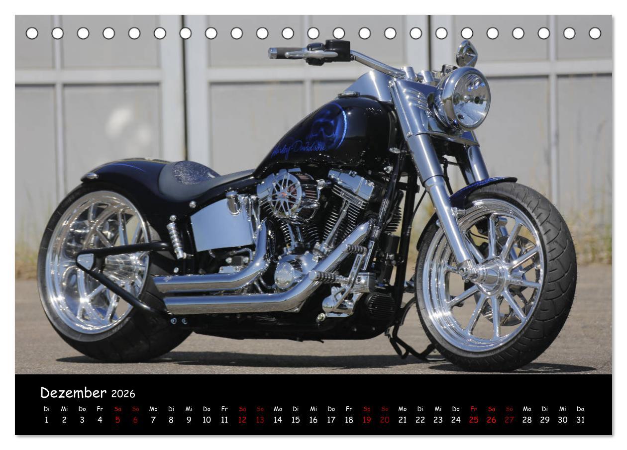 Beispielinhalt (Bild) Best of Custom- and Showbikes Kalender (Tischkalender 2026 DIN A5 quer), CALVENDO Monatskalender