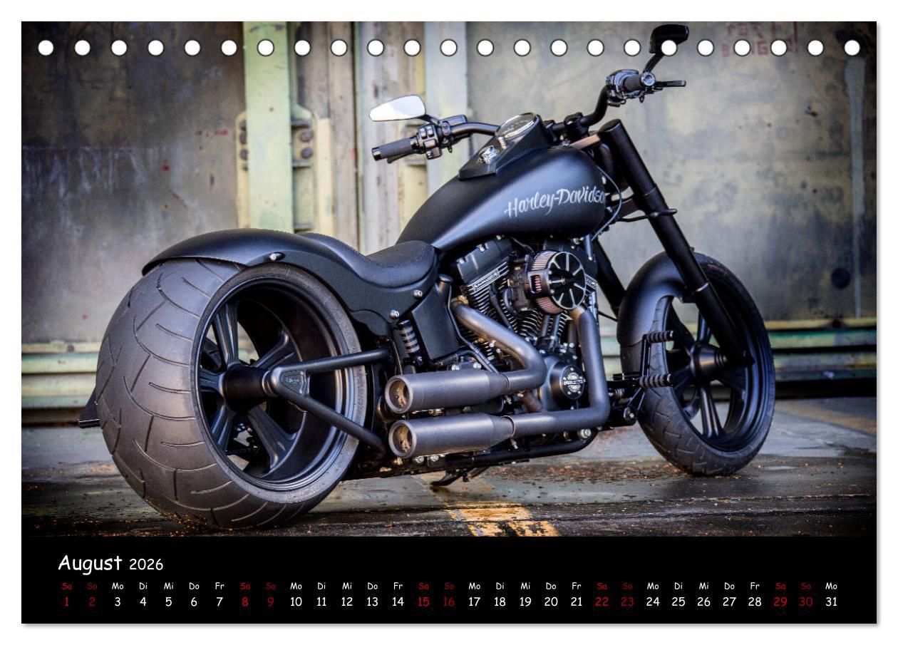 Beispielinhalt (Bild) Best of Custom- and Showbikes Kalender (Tischkalender 2026 DIN A5 quer), CALVENDO Monatskalender