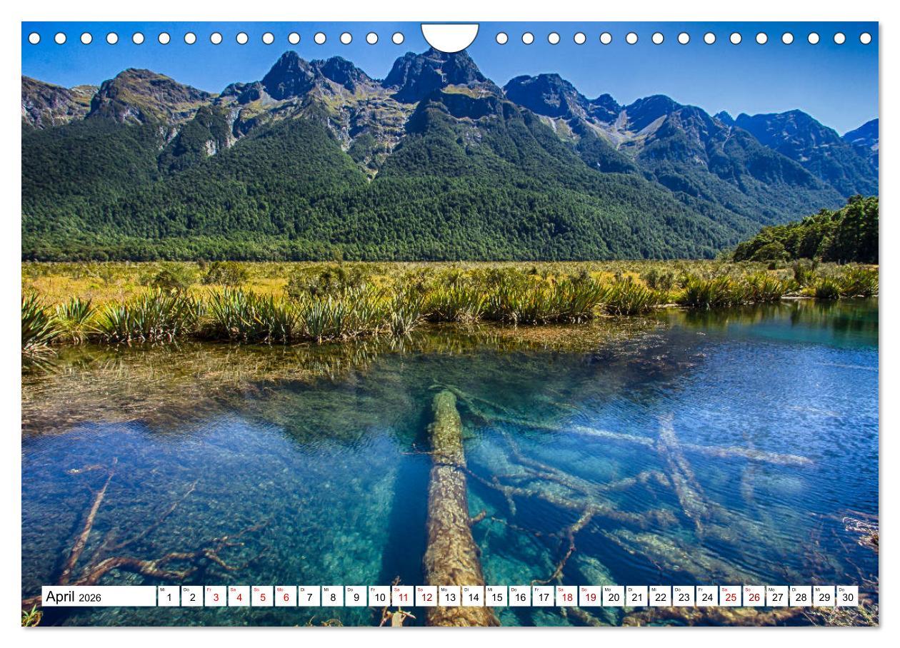 Beispielinhalt (Bild) Neuseeland - Die schönsten Orte am anderen Ende der Welt (Wandkalender 2026 DIN A4 quer), CALVENDO Monatskalender