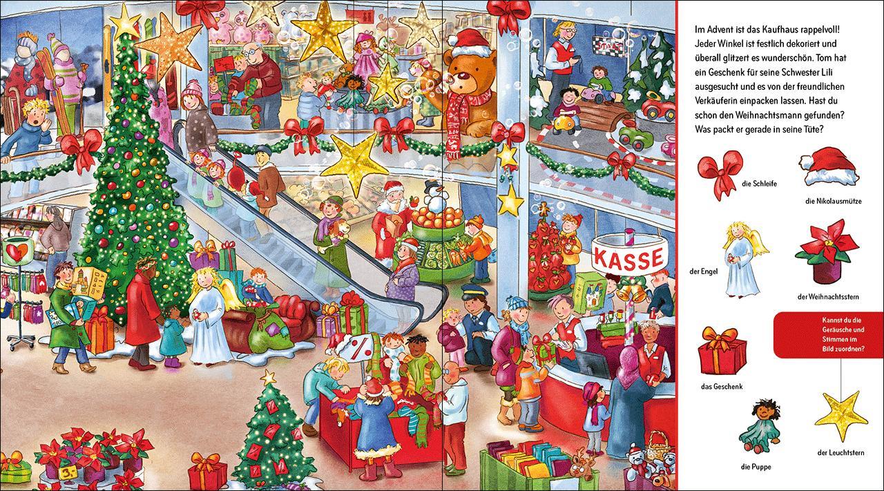 Beispielinhalt (Bild) Suche und finde! Sound-Wimmelbuch - Weihnachten