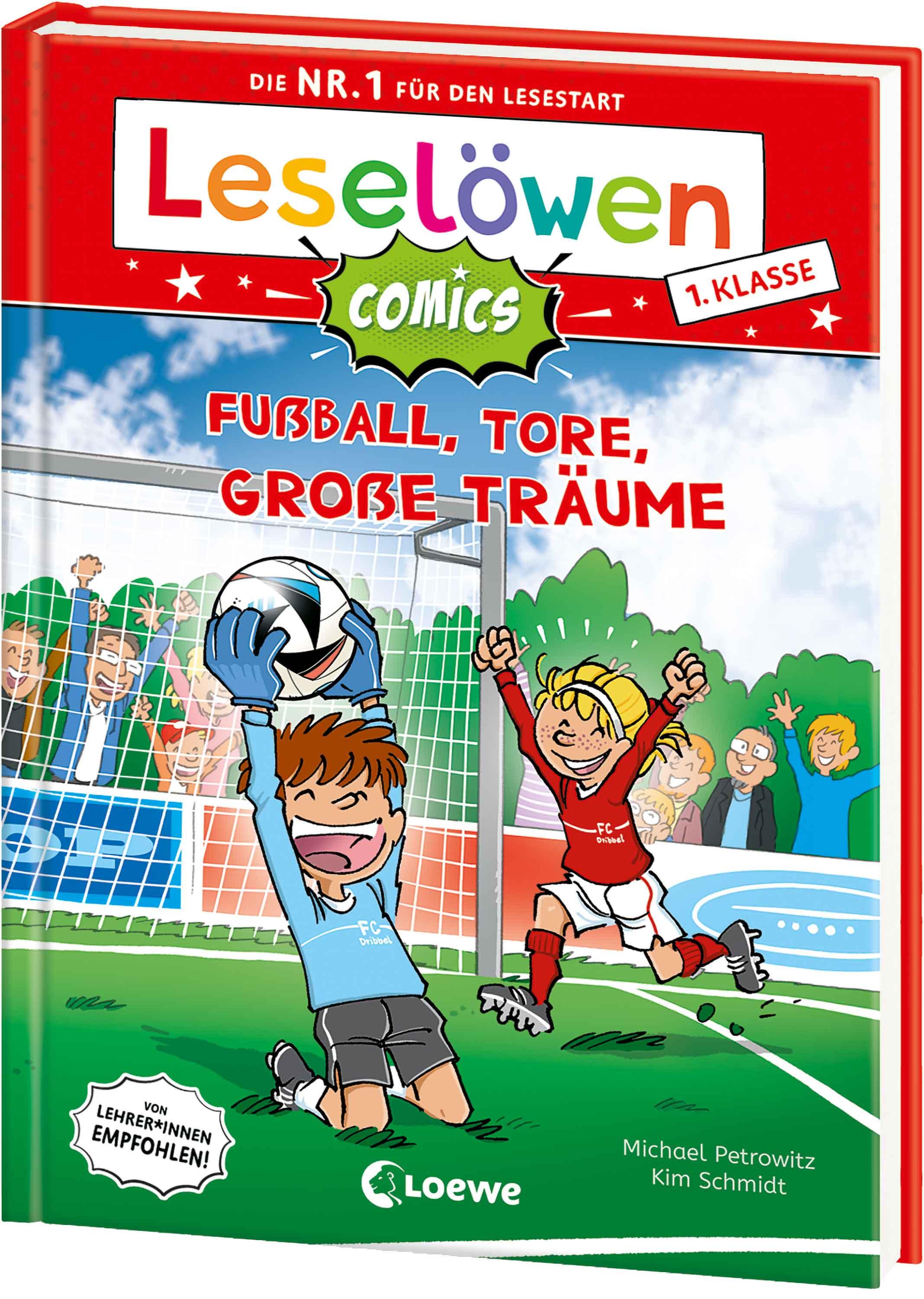 Vorderes Coverbild Leselöwen Comics 1. Klasse - Fußball, Tore, große Träume