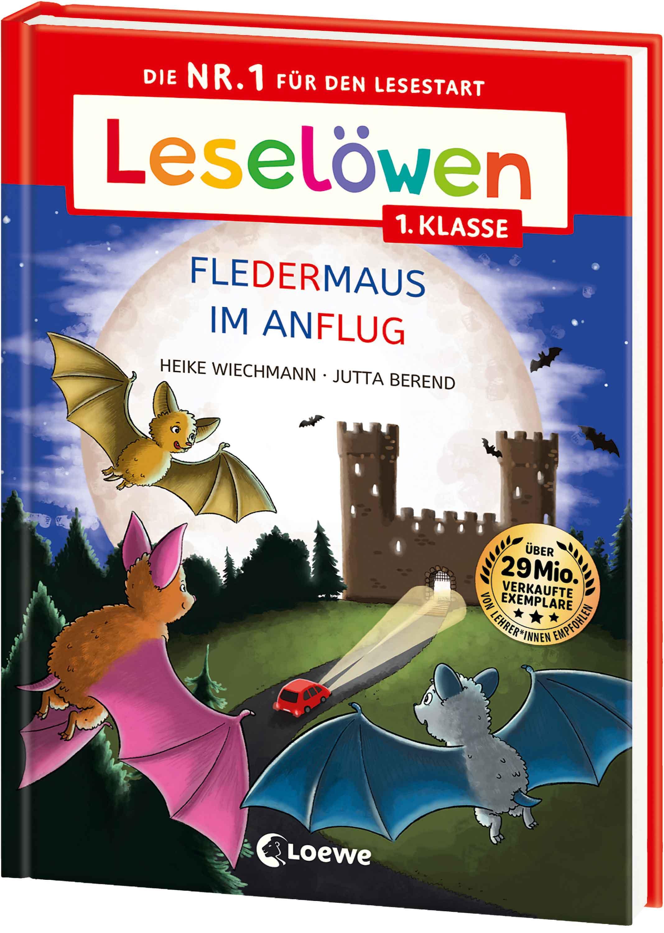Vorderes Coverbild Leselöwen 1. Klasse - Fledermaus im Anflug (Großbuchstabenausgabe)