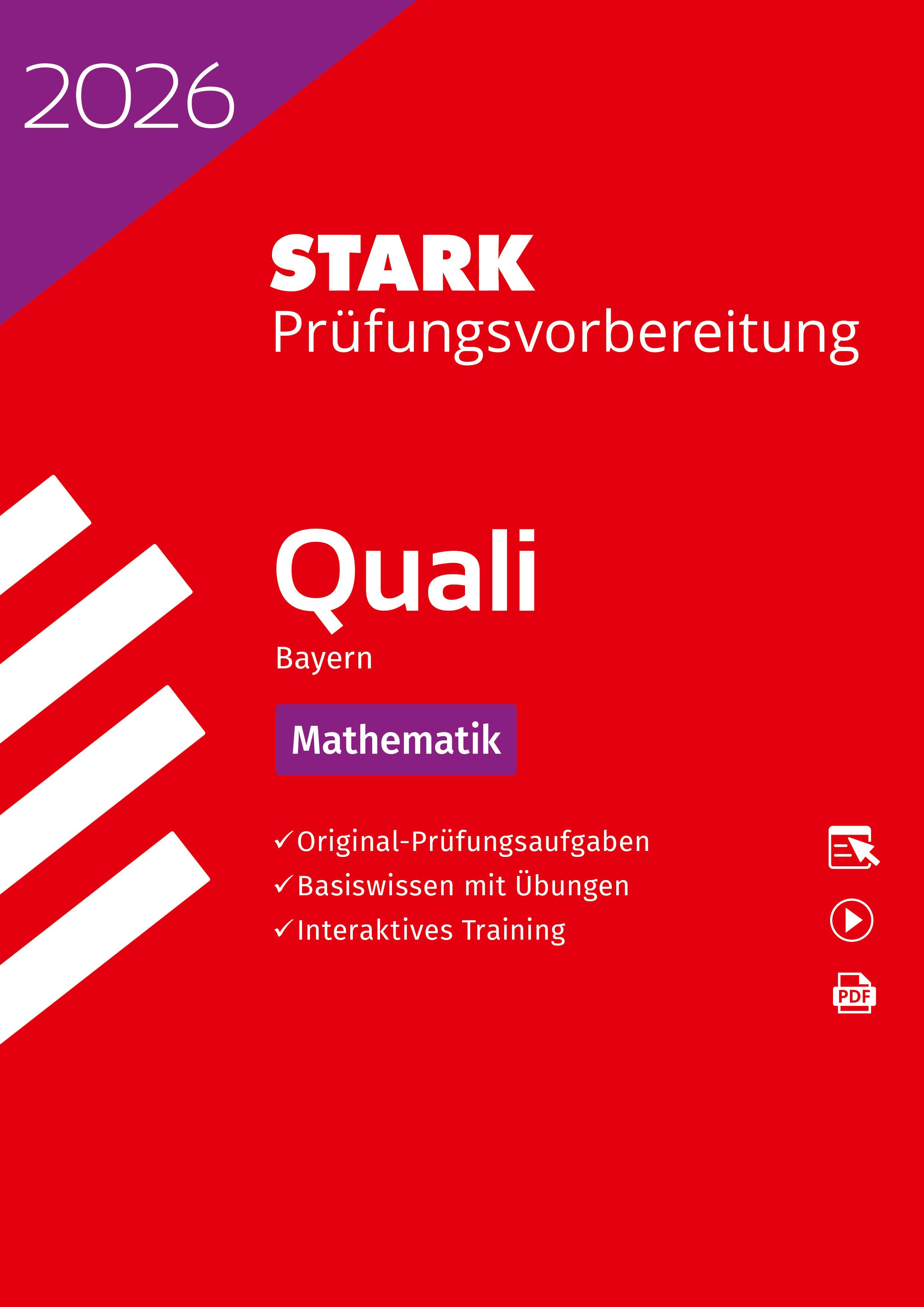 Vorderes Coverbild STARK Mathematik 9. Klasse - Quali Mittelschule 2026 Bayern - Prüfungsvorbereitung