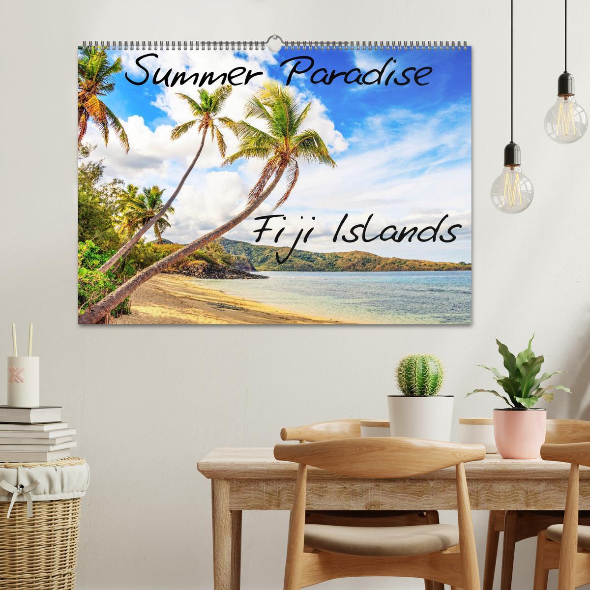 Beispielinhalt (Bild) Summer Paradise Fiji (Wandkalender 2026 DIN A2 quer), CALVENDO Monatskalender