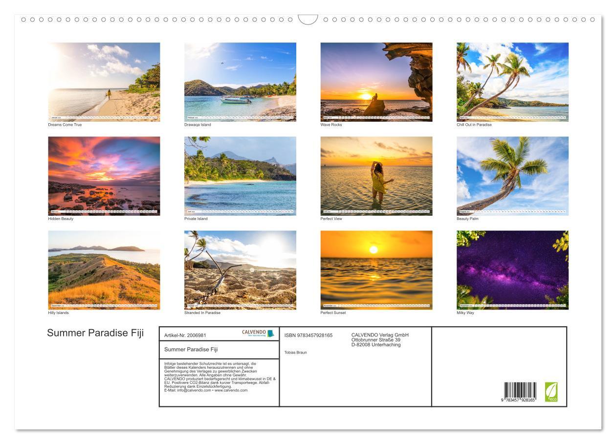 Beispielinhalt (Bild) Summer Paradise Fiji (Wandkalender 2026 DIN A2 quer), CALVENDO Monatskalender