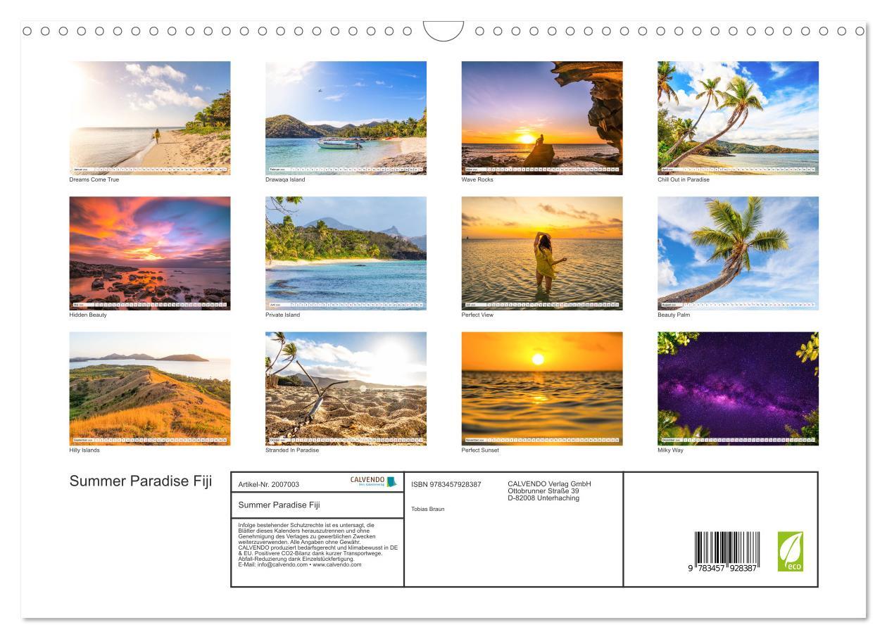 Beispielinhalt (Bild) Summer Paradise Fiji (Wandkalender 2026 DIN A3 quer), CALVENDO Monatskalender