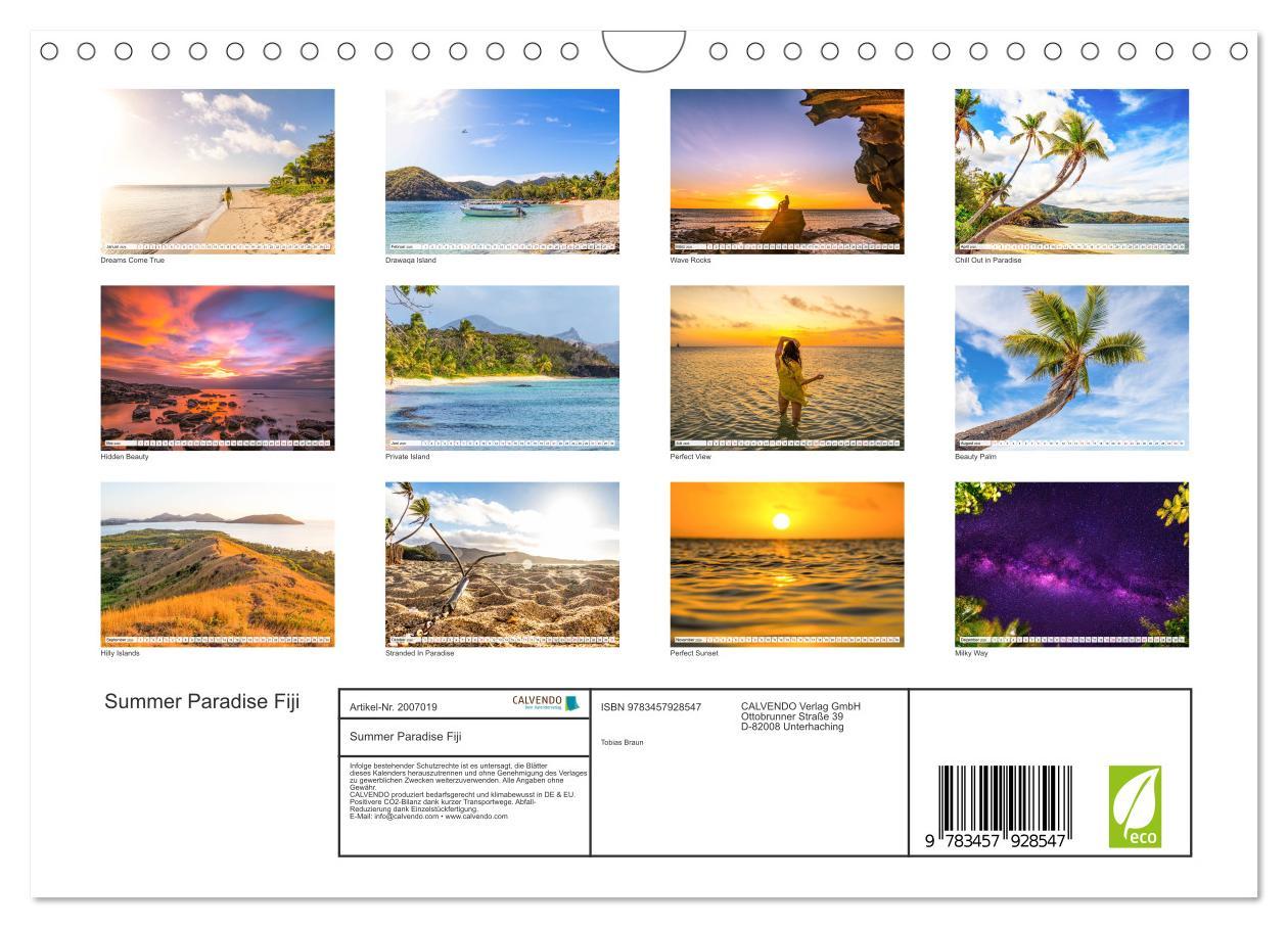 Beispielinhalt (Bild) Summer Paradise Fiji (Wandkalender 2026 DIN A4 quer), CALVENDO Monatskalender