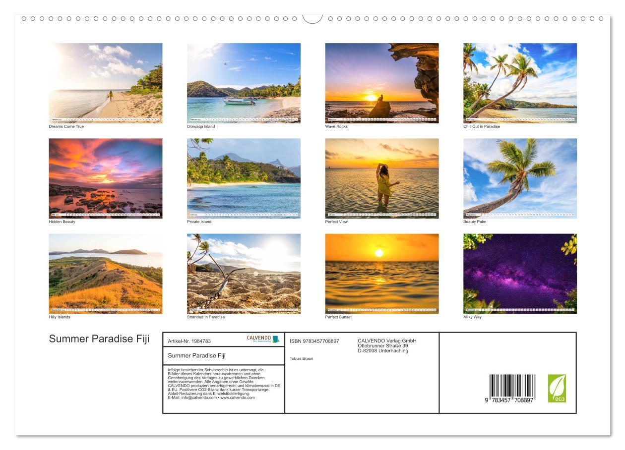 Beispielinhalt (Bild) Summer Paradise Fiji (hochwertiger Premium Wandkalender 2026 DIN A2 quer), Kunstdruck in Hochglanz