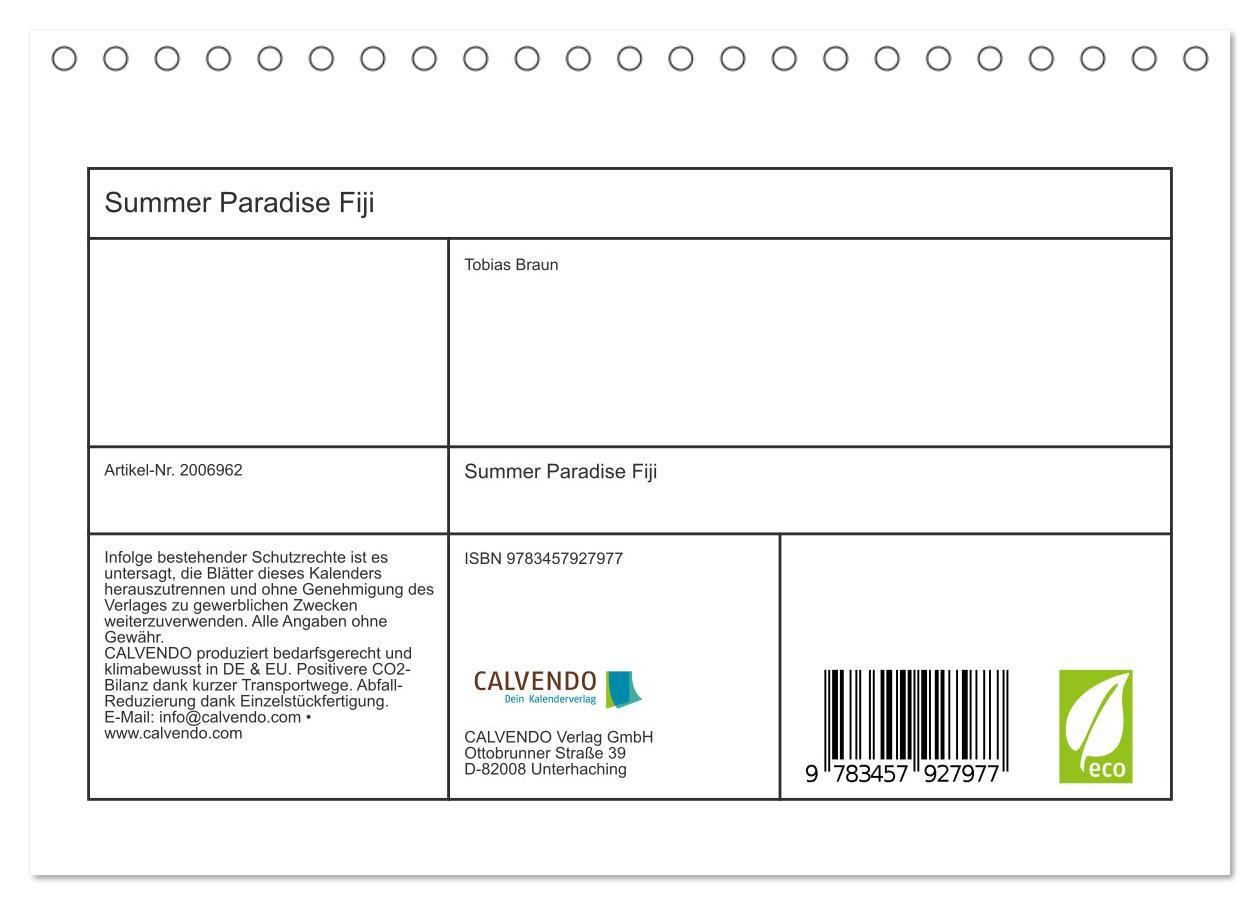 Beispielinhalt (Bild) Summer Paradise Fiji (Tischkalender 2026 DIN A5 quer), CALVENDO Monatskalender