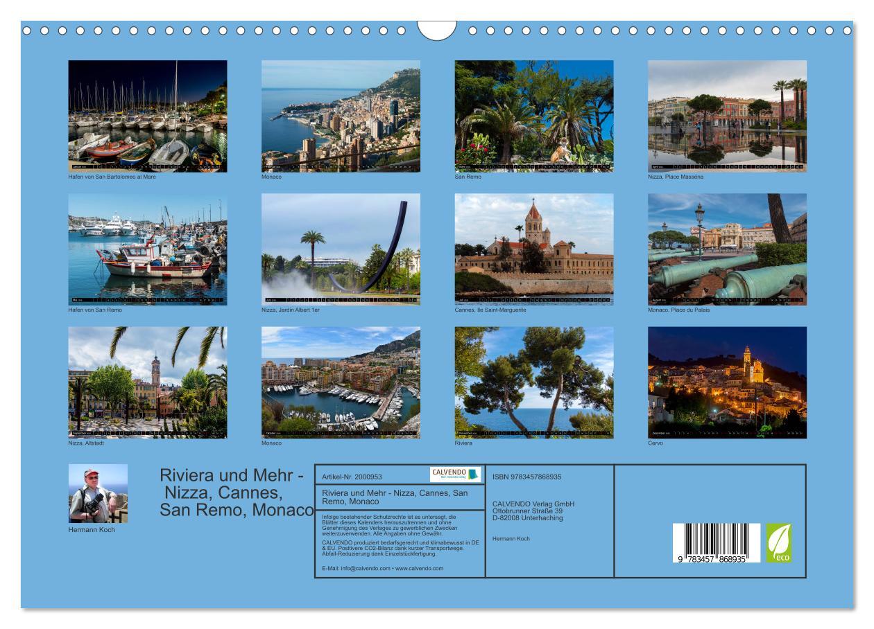 Beispielinhalt (Bild) Riviera und Mehr - Nizza, Cannes, San Remo, Monaco (Wandkalender 2026 DIN A3 quer), CALVENDO Monatskalender