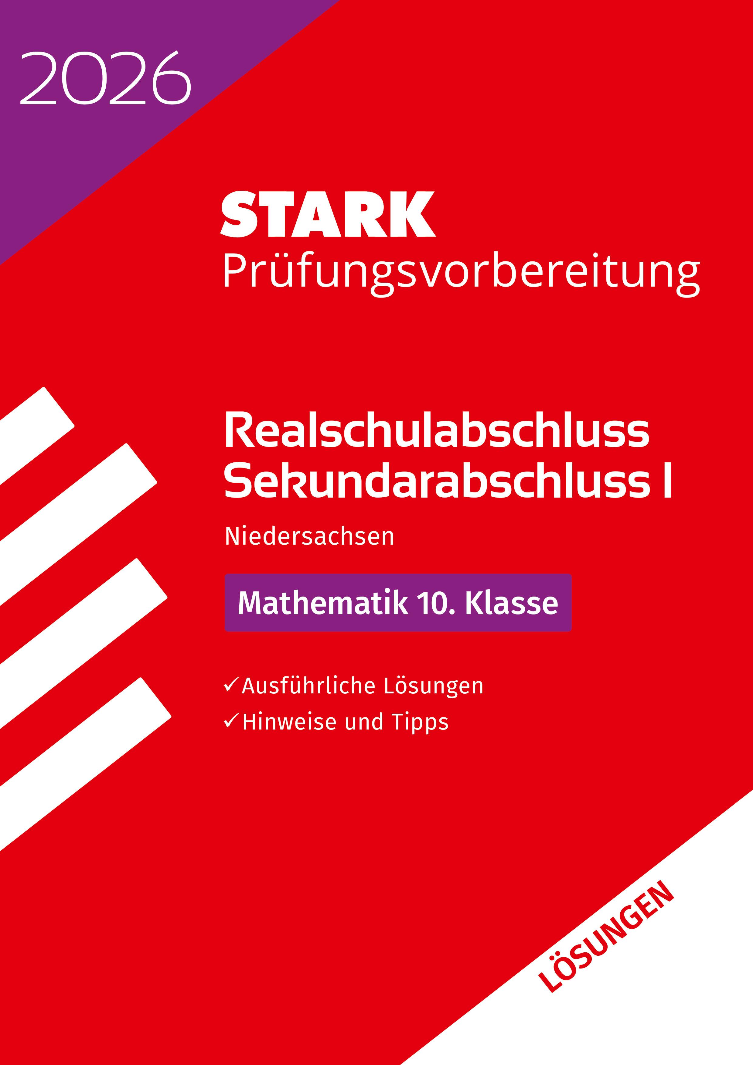 Vorderes Coverbild STARK Lösungen zu Mathematik - Realschulabschluss 2026 Niedersachsen - Prüfungsvorbereitung