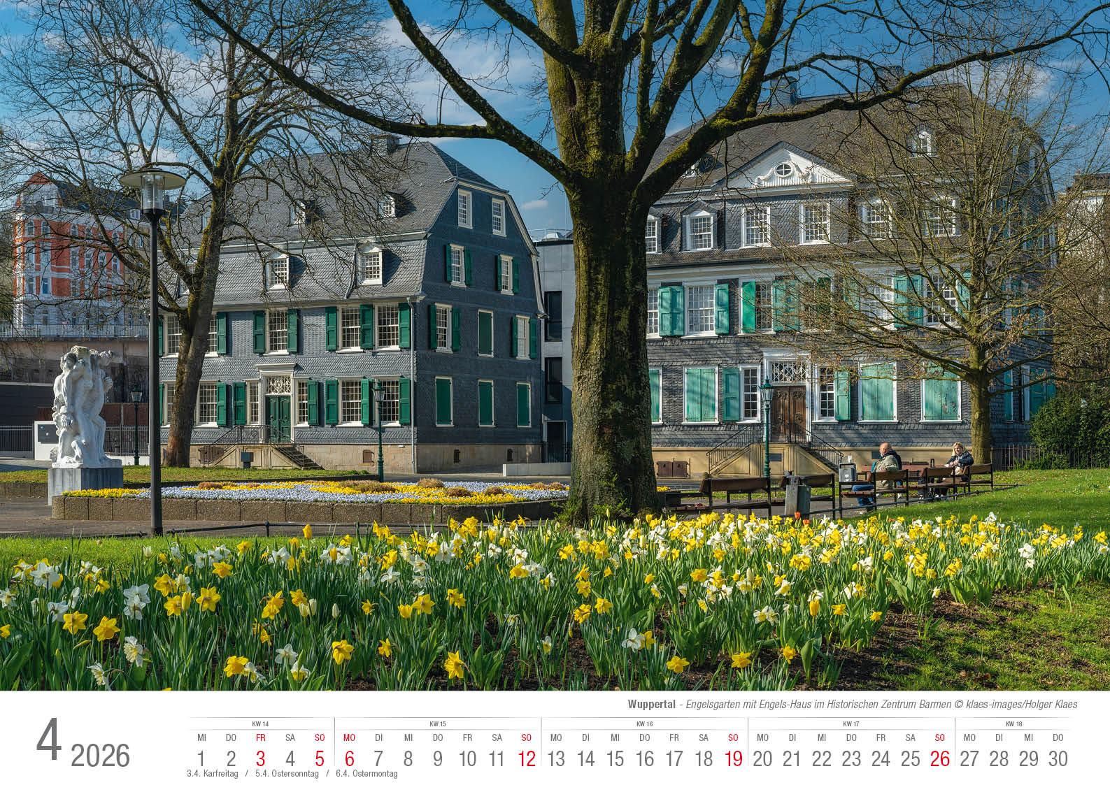 Beispielinhalt (Bild) Wuppertal 2026 Bildkalender A3 Spiralbindung