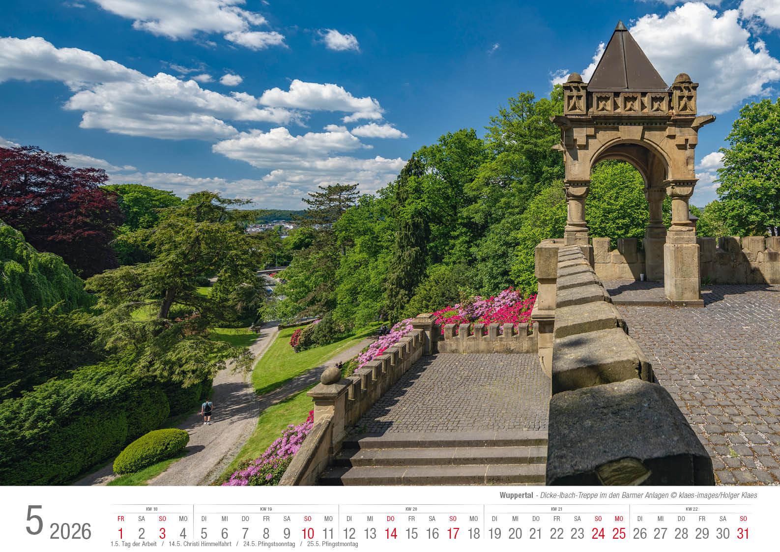 Beispielinhalt (Bild) Wuppertal 2026 Bildkalender A3 Spiralbindung