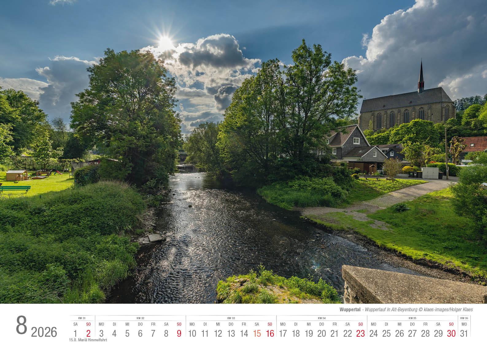 Beispielinhalt (Bild) Wuppertal 2026 Bildkalender A3 Spiralbindung