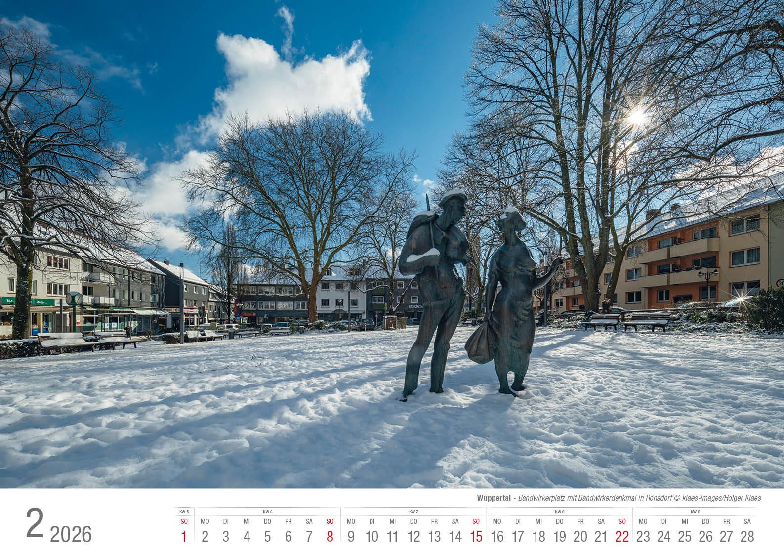 Beispielinhalt (Bild) Wuppertal 2026 Bildkalender A3 Spiralbindung