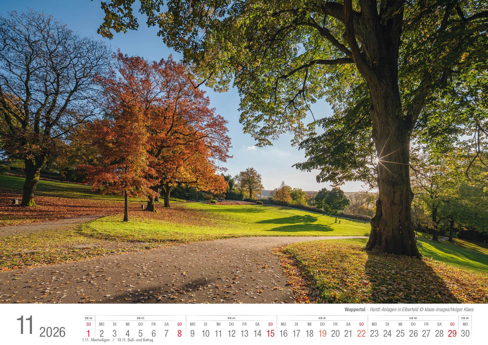 Beispielinhalt (Bild) Wuppertal 2026 Bildkalender A3 Spiralbindung