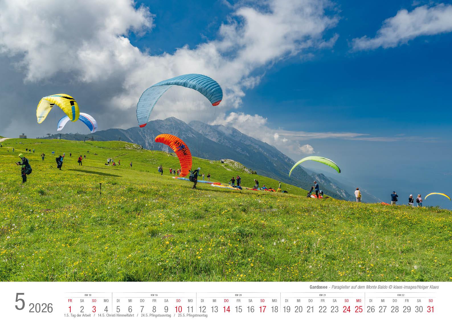 Beispielinhalt (Bild) Gardasee 2026 Bildkalender A3 cm quer, spiralgebunden