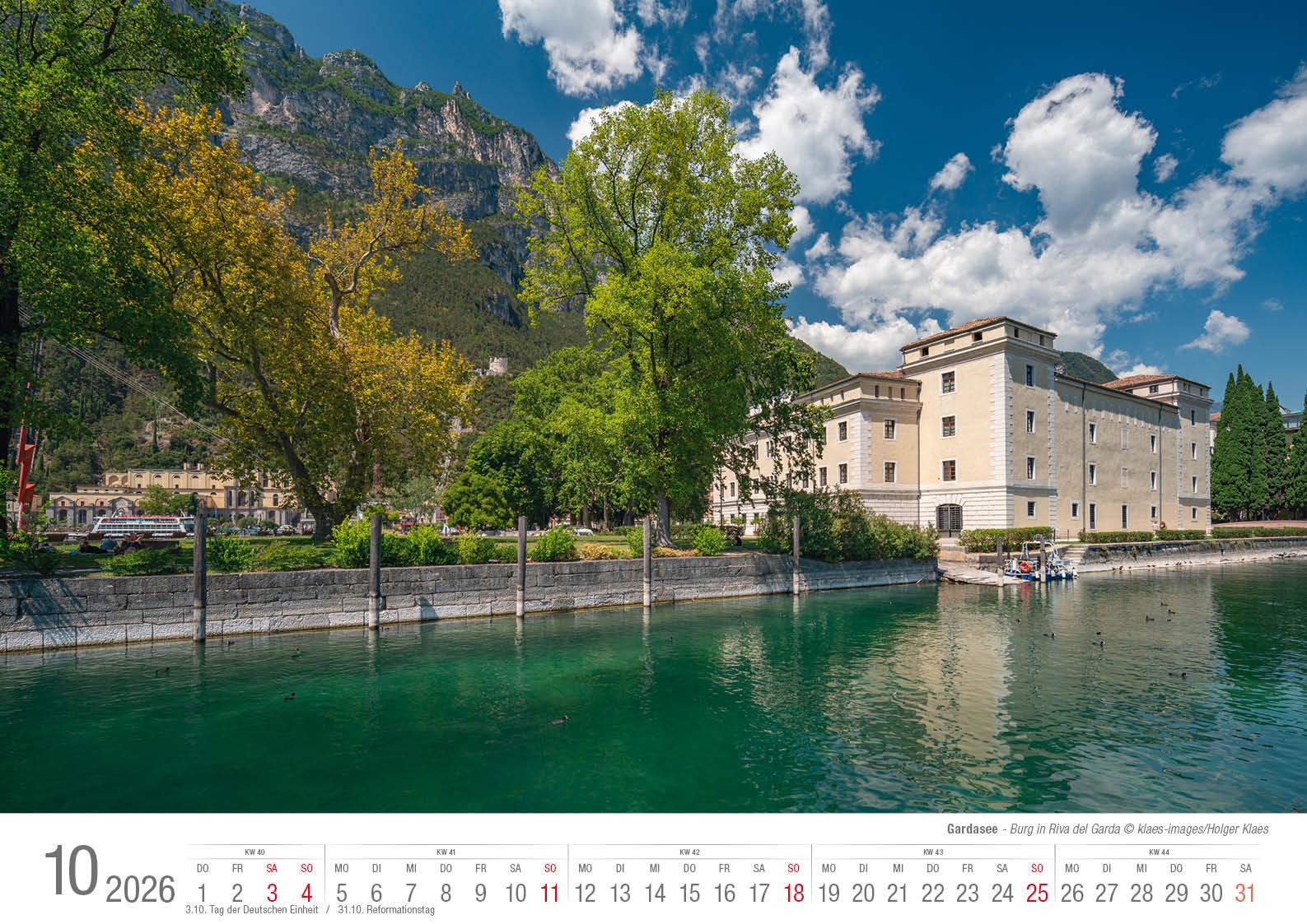 Beispielinhalt (Bild) Gardasee 2026 Bildkalender A3 cm quer, spiralgebunden
