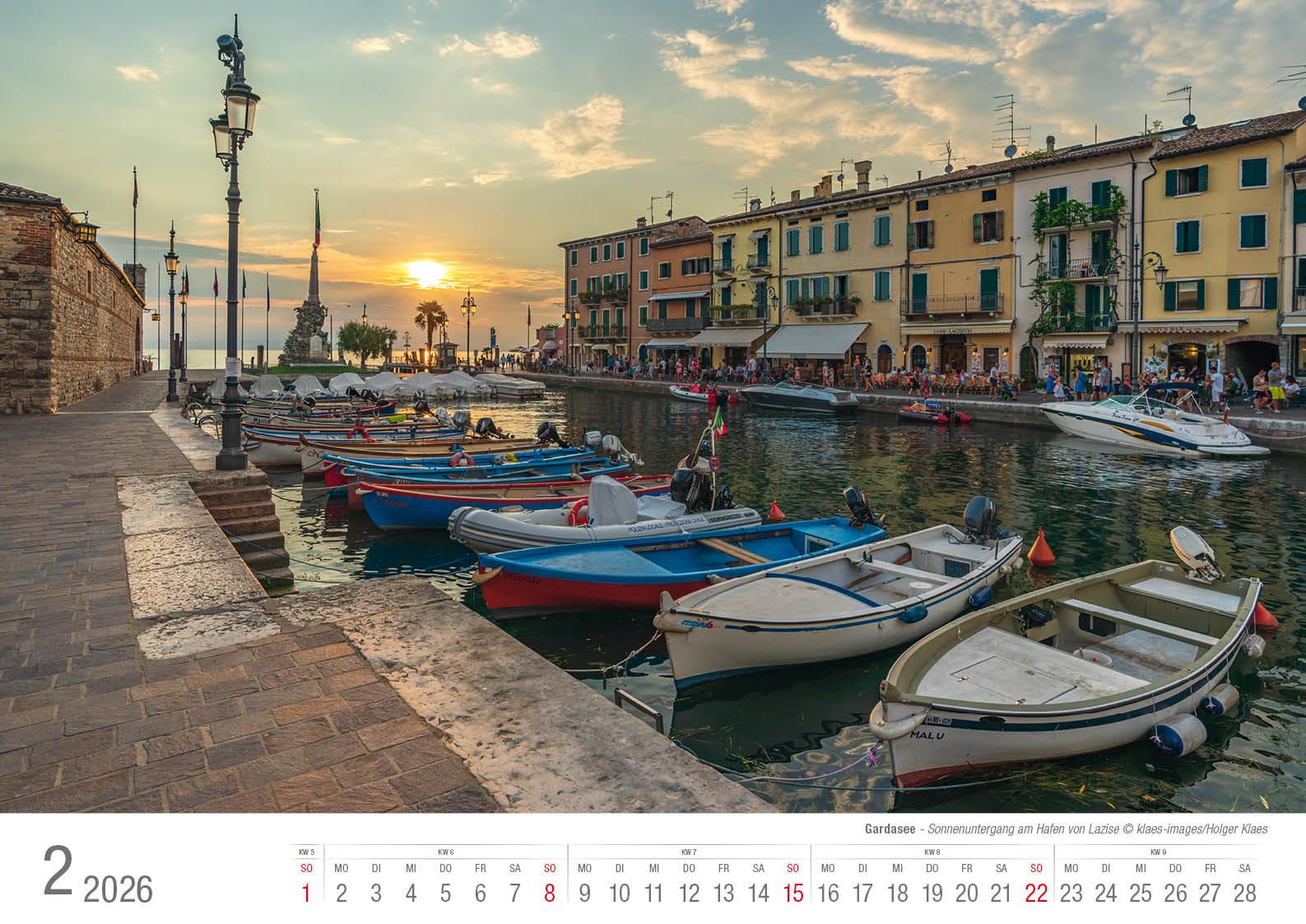 Beispielinhalt (Bild) Gardasee 2026 Bildkalender A3 cm quer, spiralgebunden