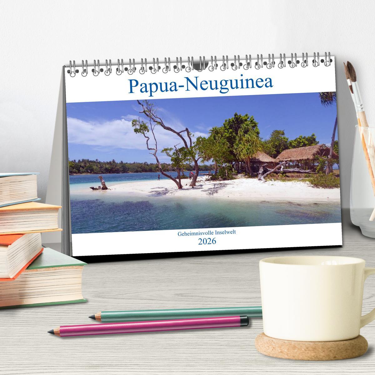 Beispielinhalt (Bild) Papua-Neuguinea Geheimnisvolle Inselwelt (Tischkalender 2026 DIN A5 quer), CALVENDO Monatskalender