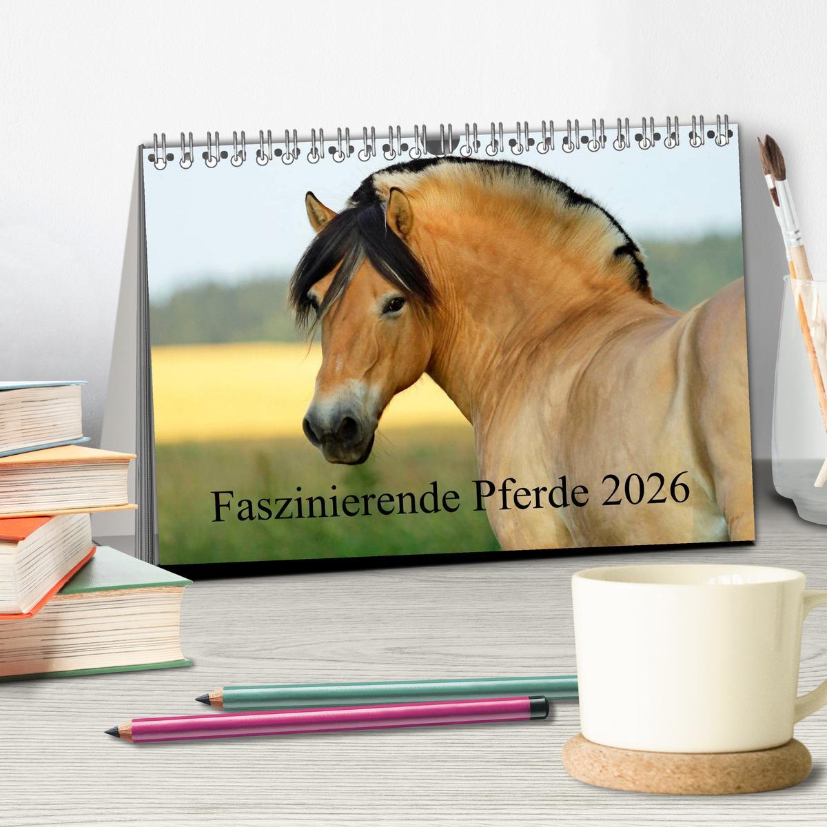 Beispielinhalt (Bild) Faszinierende Pferde 2026 (Tischkalender 2026 DIN A5 quer), CALVENDO Monatskalender