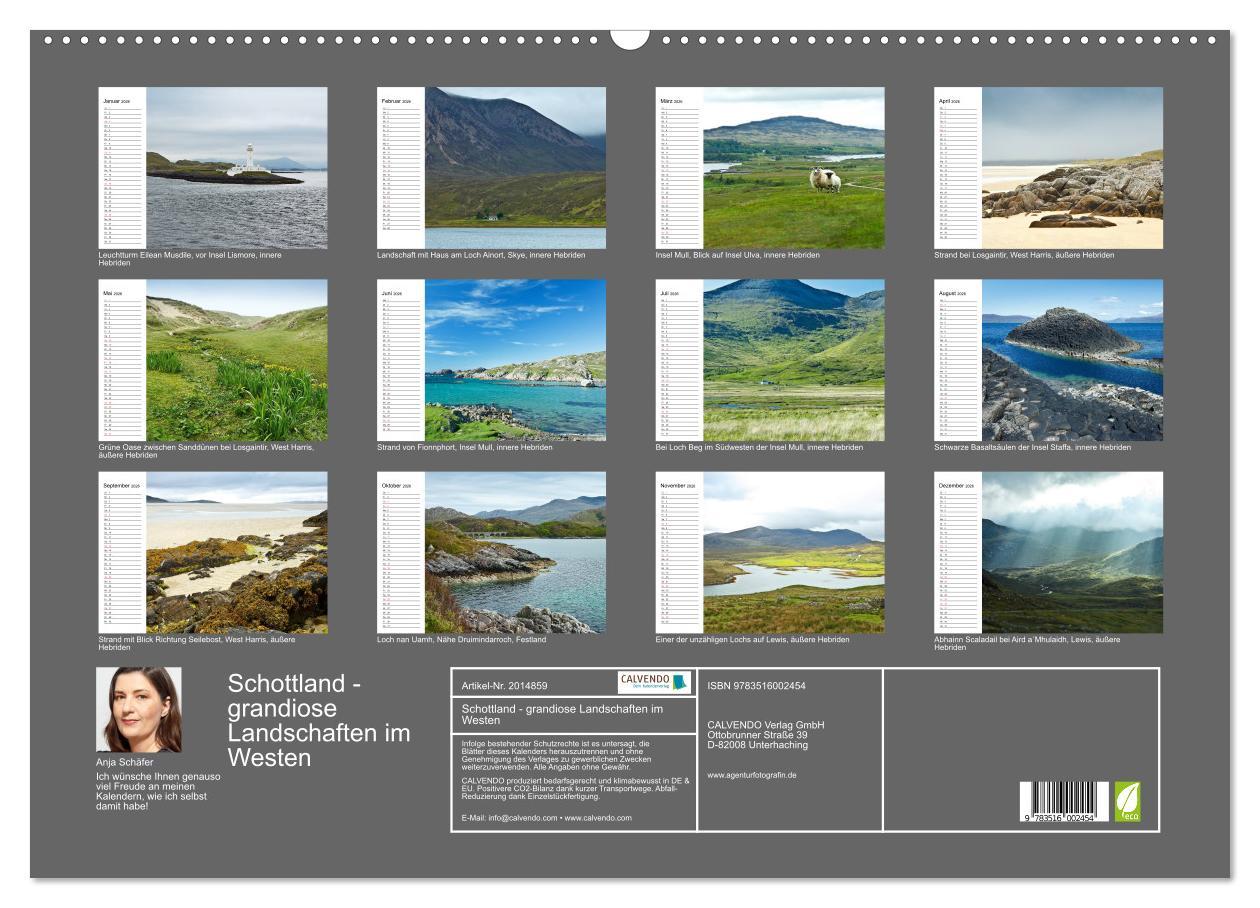 Beispielinhalt (Bild) Schottland - grandiose Landschaften im Westen (Wandkalender 2026 DIN A2 quer), CALVENDO Monatskalender