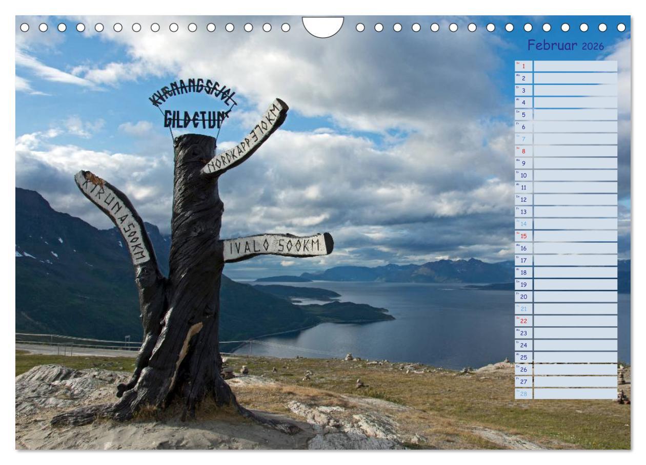 Beispielinhalt (Bild) Landschaften Norwegens zwischen Polarkreis und Nordkap (Wandkalender 2026 DIN A4 quer), CALVENDO Monatskalender