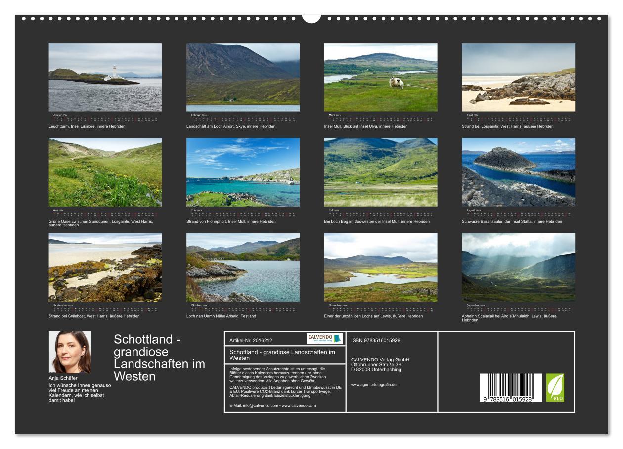 Beispielinhalt (Bild) Schottland - grandiose Landschaften im Westen (hochwertiger Premium Wandkalender 2026 DIN A2 quer), Kunstdruck in Hochglanz