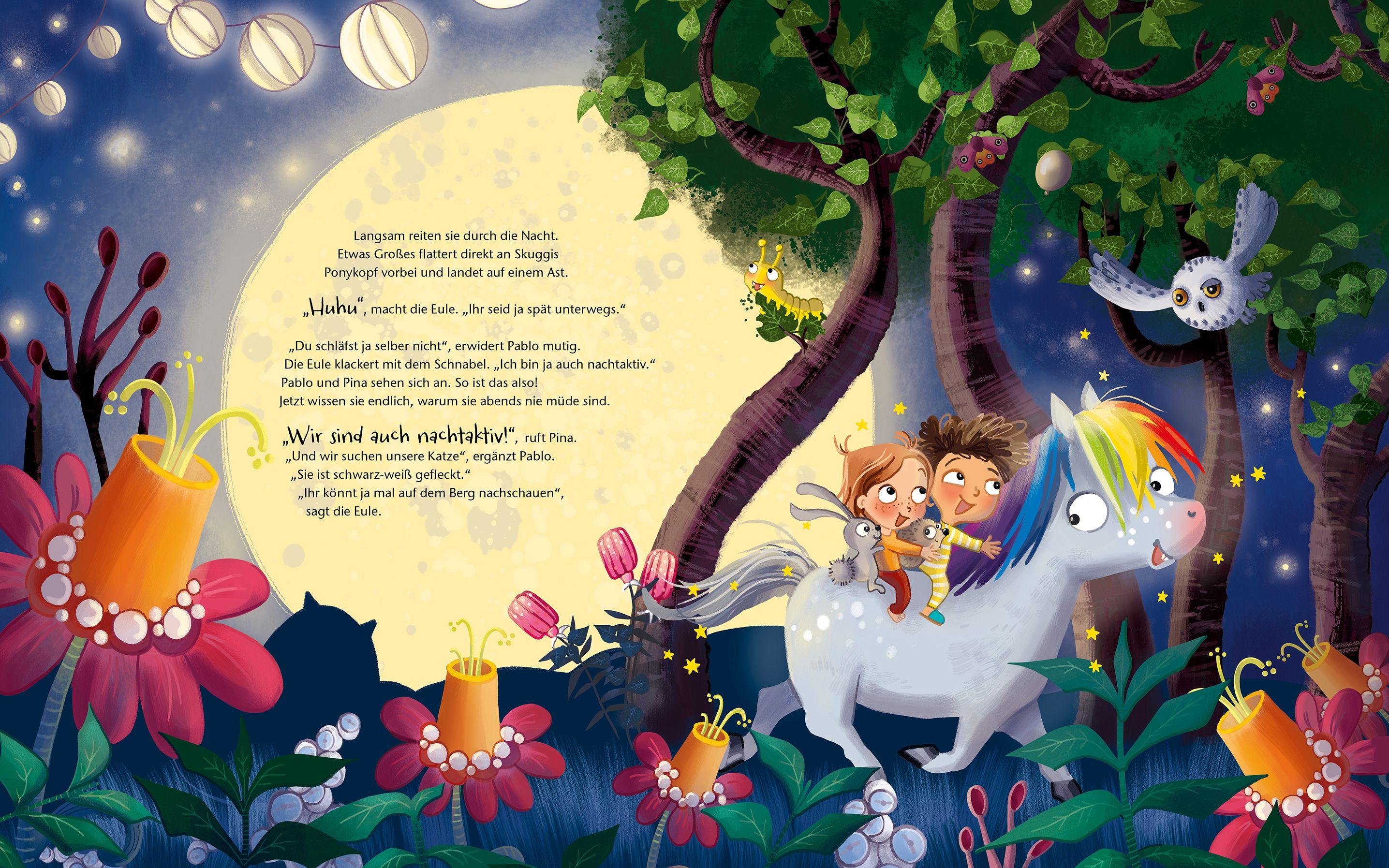 Beispielinhalt (Bild) Pony, Mond und Sterne