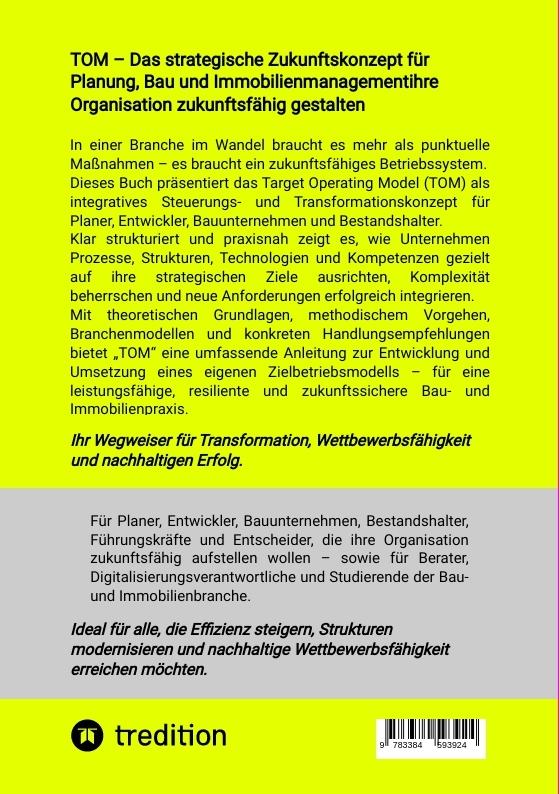 Rückseitencover TOM - Das strategische  Zukunftskonzept  für Planung, Bau und  Immobilienmanagement